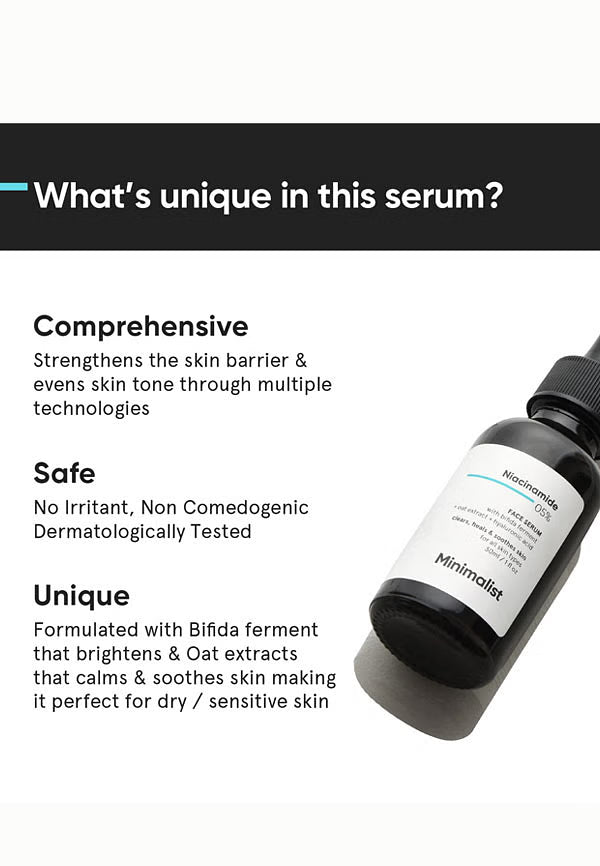 Minimalist 5% Niacinamide Face Serum For Glowing & Clear Skin With 1% Hyaluronic Acid