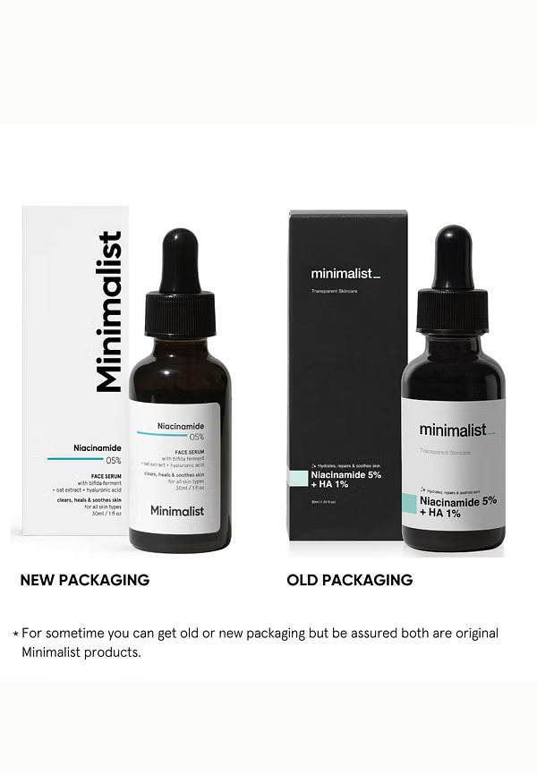 Minimalist 5% Niacinamide Face Serum For Glowing & Clear Skin With 1% Hyaluronic Acid