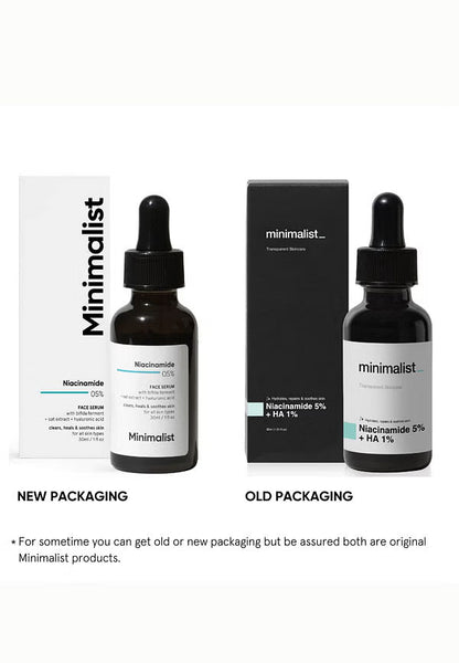 Minimalist 5% Niacinamide Face Serum For Glowing & Clear Skin With 1% Hyaluronic Acid