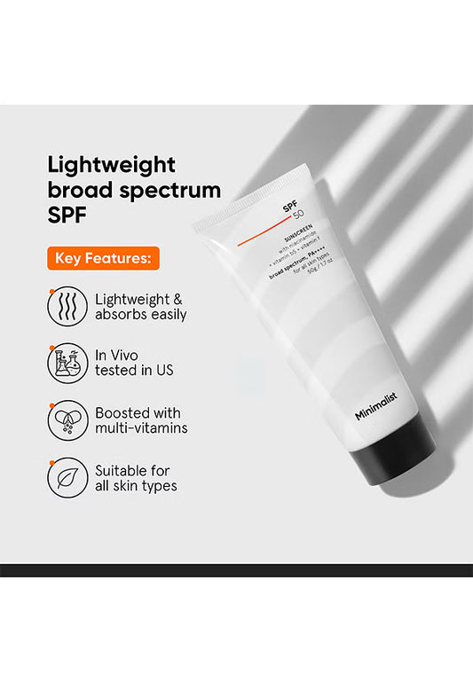 Minimalist SPF 50 PA ++++ Sunscreen With Multi-Vitamin For Reducing Photoaging