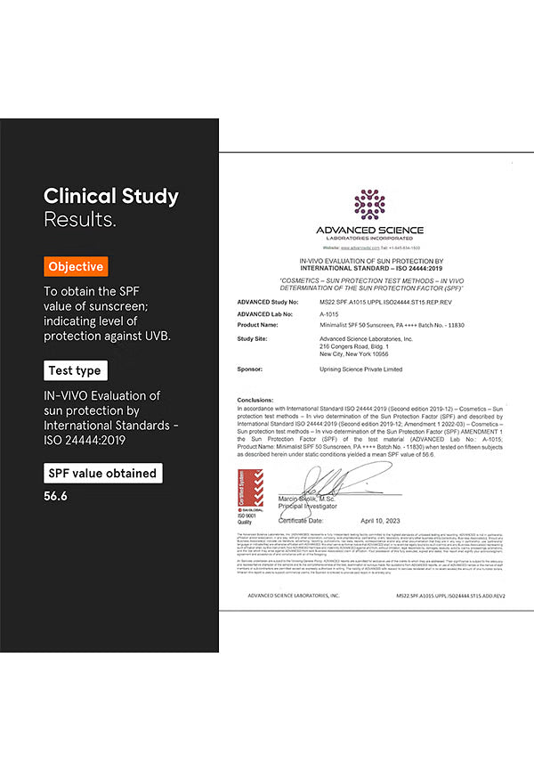 Minimalist SPF 50 PA ++++ Sunscreen With Multi-Vitamin For Reducing Photoaging